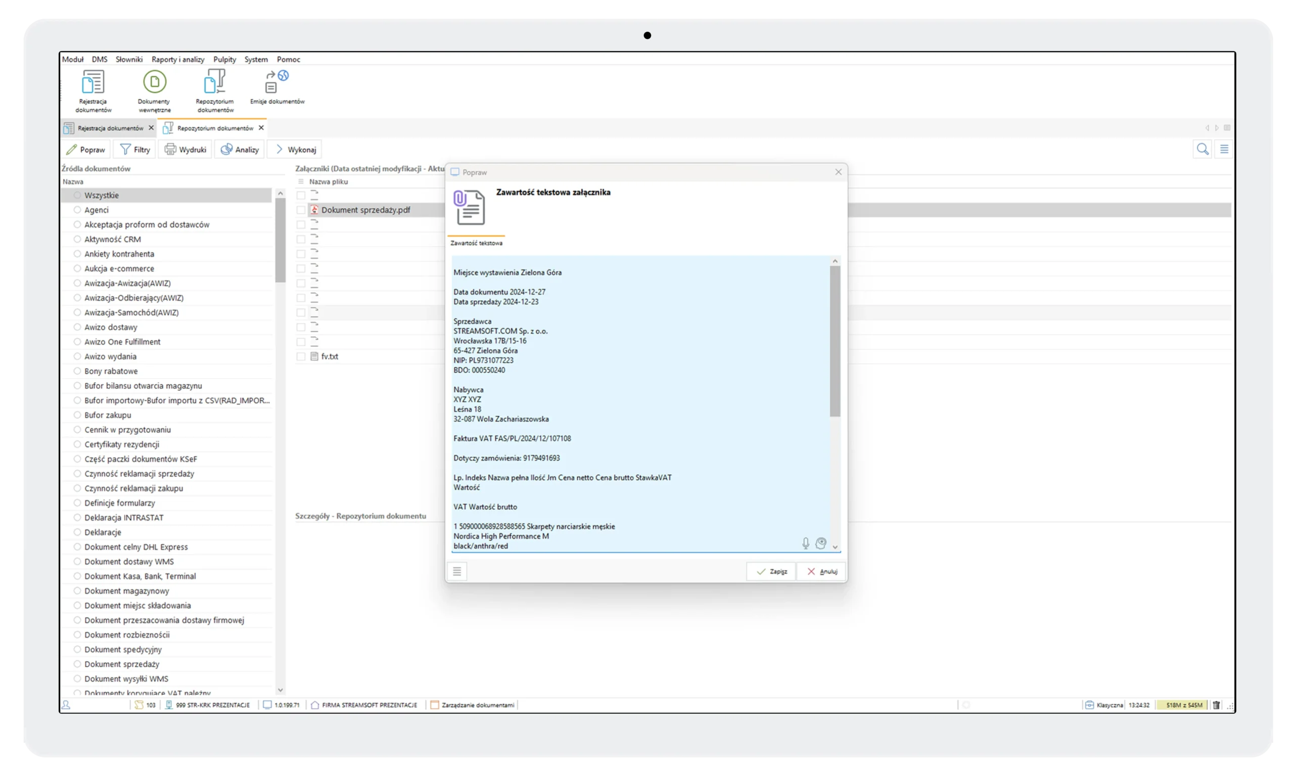 Moduł Zarządzanie dokumentami 3 Streamsoft Kraków